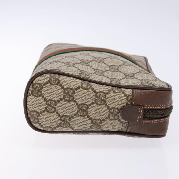 GUCCI GG Supreme Web Sherry Line Clutch Bag PVC Beige Auth - Picture 5 of 16